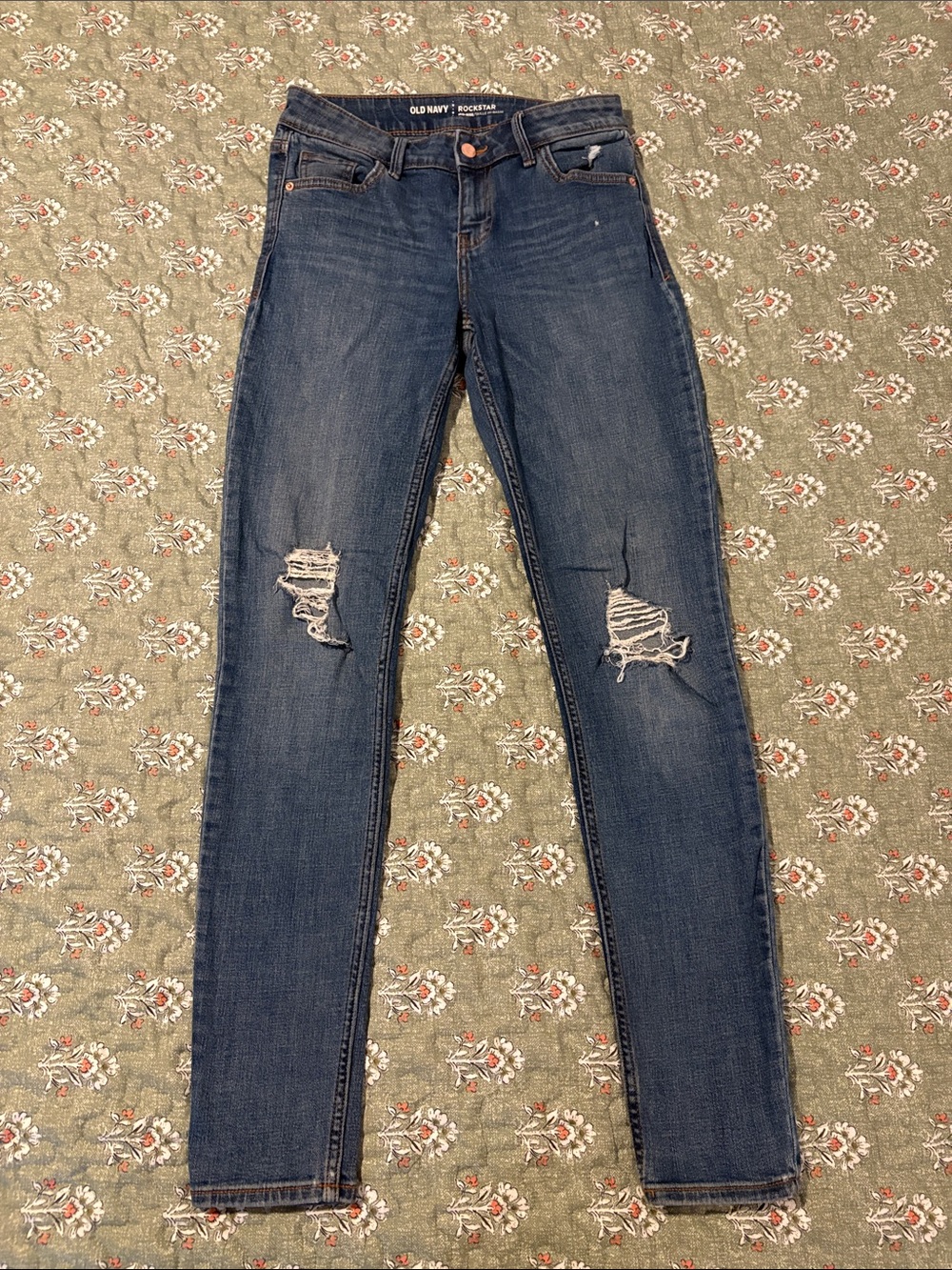 Old Navy Blue Ripped Skinny Jeans - Women